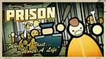  baton copyright_name dated english facial_hair fork highres knife male_focus multiple_boys no_arms nude police postcard prison_architect steam_(platform) 
