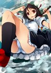  black_hair cloud fan hat looking_at_viewer panties red_eyes sawamura_hikaru shameimaru_aya short_hair skirt solo tokin_hat touhou underwear white_panties wings 