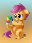  cub equine female feral friendship_is_magic fur horse mammal my_little_pony orange_fur plain_background pony purple_eyes scootaloo_(mlp) shoroch sitting socks solo young 