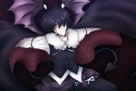  bad_anatomy bat_wings black_hair blood bloody_tears cloak dark_persona fumetsu_kaoru lenk64 male_focus nansei_project non-web_source red_eyes smile solo tail vampire wings 