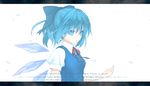  bad_id bad_pixiv_id blue_eyes blue_hair bow cirno denpaken_pochi english hair_bow highres letterboxed short_hair solo touhou wings 