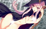  1girl blush breasts cape censored hat highres kawata_hisashi long_hair lucy_maria_misora naked_cape navel nude open_mouth pink_eyes pink_hair solo to_heart to_heart_2 witch_hat 