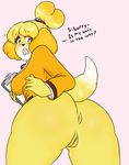  animal_crossing anus big_butt butt canine dog english_text female isabelle_(animal_crossing) mammal nintendo pussy smut-valerian text video_games 
