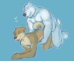  anal anal_penetration anthro bear big_muscles canine dog doggystyle duo erection from_behind gay handjob horrorbuns husky interspecies male mammal muscles nude penetration penis polar_bear reach_around sex 