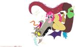  absurd_res antler antlers blue_eyes discord_(mlp) draconequus duo equine female friendship_is_magic hair hi_res horn horse long_tongue male mammal my_little_pony pink_hair pinkie_pie_(mlp) pony red_eyes redapropos tongue tongue_out wings 