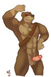  anthro balls belt biceps big_muscles big_penis brown_nose canine chest_tuft dog erection flexing fur grin horrorbuns humanoid_penis male mammal muscles necklace nipples nude pecs penis pose presenting sheath smile solo standing teeth tuft 
