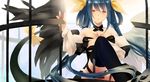  blue_hair collar dizzy guilty_gear jabujabu long_hair red_eyes ribbons tail thighhighs wings 