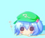  black_eyes blue_hair hat kawashiro_nitori noiz short_hair solid_circle_eyes touhou translated two_side_up 