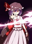  bad_id bad_pixiv_id bat_wings brooch fingernails hat hat_ribbon jewelry looking_at_viewer maguro_(mawaru_sushi) mob_cap outstretched_hand purple_hair red_eyes remilia_scarlet ribbon sash short_hair skirt skirt_set slit_pupils solo spear_the_gungnir touhou wings wristband 