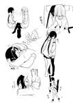  blush greyscale hair_ornament hairclip hirasawa_yui holding_finger hug hug_from_behind k-on! leaning_on_person lifting long_hair meno monochrome multiple_girls nakano_azusa open_mouth sketch sweat translated twintails yuri 