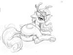  2018 alcor90 anus butt cutie_mark equine female feral friendship_is_magic fur hi_res hooves horn looking_at_viewer mammal my_little_pony princess_luna_(mlp) pussy simple_background sketch solo underhoof wings 