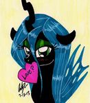  &lt;3 blush changeling equine female friendship_is_magic green_eyes green_hair hair holes horn horse long_hair looking_at_viewer love? mammal my_little_pony newyorkx3 pony queen_chrysalis_(mlp) solo wings 