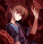  brown_hair contemporary looking_at_viewer red_eyes short_hair solo tentacles touhou toyosatomimi_no_miko upper_body yetworldview_kaze 