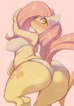  anthrofied big_breasts big_butt blush breasts butt clothed clothing embarrassed equine female fluttershy_(mlp) friendship_is_magic horse mammal my_little_pony pegasus pony ricosye side_boob skimpy solo voluptuous wings yellow_eyes 