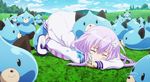  animated animated_gif choujigen_game_neptune dogoo nepgear neptune_(series) outdoors outside purple_hair sexually_suggestive slime solo_focus 