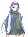  bangs blue_hair blunt_bangs hair_tubes hairband kannagi long_hair nagi purple_eyes sai_gakai scarf solo 
