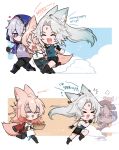  &gt;_&lt; 1girl 2boys ^^^ absurdres anal_beads anger_vein angry animal_ear_fluff animal_ears apron artist_name bandaged_arm bandages bare_shoulders black_boots black_gloves black_pants black_shorts blue_background blue_hair blue_jacket blue_shirt boots border bowl braid chibi chibi_only chinese_clothes clenched_hand cloud crossed_bangs crying crystal_earrings earrings english_commentary english_text eyeshadow feixiao_(honkai:_star_rail) fingerless_gloves fleeing floating_hair flying_sweatdrops food forehead_jewel fox_boy fox_ears fox_girl fox_tail full_body gloves gradient_hair grey_hair hair_between_eyes hair_ornament hair_stick half-closed_eyes hand_on_another&#039;s_shoulder hand_up high_ponytail highres holding holding_bowl honkai:_star_rail honkai_(series) hood hooded_jacket jacket jewelry jiaoqiu_(honkai:_star_rail) long_hair long_sleeves makeup mandarin_collar mismatched_earrings motion_lines moze_(honkai:_star_rail) multicolored_hair multiple_boys multiple_views no_mouth open_clothes open_jacket orange_background outside_border pants pink_hair ponytail purple_eyes purple_shirt red_eyeshadow red_shrug running sashacall sex_toy shaded_face shirt short_hair shorts shrug_(clothing) sidelocks single_earring sleeveless sleeveless_shirt sparkle tail tangzhuang tassel tassel_earrings tassel_hair_ornament tearing_up thigh_strap v-shaped_eyebrows white_apron white_border white_shirt 