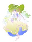  1girl absurdres blue_bow blue_flower blue_hair blue_jacket blue_rose bow buttons chinese_commentary closed_mouth commentary_request corset double-parted_bangs drill_hair flower gloves gradient_hair green_corset green_eyes green_hair green_skirt hair_between_eyes hair_ribbon high_heels highres jacket leaf long_skirt looking_ahead medium_hair multicolored_hair pale_skin personification pink_ribbon plants_vs._zombies plants_vs._zombies_2 plants_vs._zombies_2_(chinese) princess_spring_grass puffy_short_sleeves puffy_sleeves ribbon rose shirt shoes short-sleeved_jacket short_sleeves siiiiiiiiiii simple_background skirt skirt_hold solo standing turtleneck turtleneck_shirt twin_drills two-sided_fabric two-sided_skirt two-tone_hair white_background white_gloves white_shirt white_shoes 