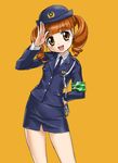  drill_hair female_service_cap hajime_(caramel_toone) miniskirt onegai_my_melody pencil_skirt police police_uniform policewoman skirt solo uniform yumeno_uta 