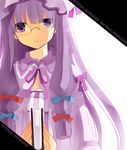 bespectacled book glasses hat kurot long_hair patchouli_knowledge purple_eyes purple_hair ribbon solo touhou 