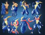 2024 2_toes 3_fingers 5_fingers black_hair blue_body blue_markings boxers_(clothing) boxers_only breasts brown_eyes butt clothed clothing colored countershade_face countershade_neck countershade_torso countershading desmond_(dsaprox) digitigrade dsaprox featureless_breasts featureless_crotch feet fingers frill_(anatomy) front_view gender_transformation generation_6_pokemon goo_suit greninja hair hi_res human human_to_anthro long_tongue looking_back_at_self looking_down_at_another looking_down_at_self male mammal markings membrane_(anatomy) membranous_frill mtf_transformation nintendo non-mammal_breasts nude nude_female open_mouth pink_eyes pokemon pokemon_(species) pseudo_clothing pseudo_scarf rear_view sequence simple_background solo species_transformation standing suit_transformation tail three-quarter_view toes tongue tongue_scarf topless topless_human topless_male transformation transformation_sequence underwear underwear_only webbed_feet webbed_hands white_markings yellow_body yellow_countershading zipper