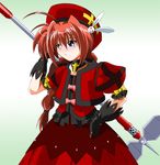  artist_request beret blue_eyes blush braid graf_eisen hat lyrical_nanoha mahou_shoujo_lyrical_nanoha mahou_shoujo_lyrical_nanoha_a's red_hair solo twin_braids vita 