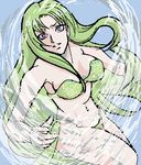  barbariccia breasts cleavage final_fantasy final_fantasy_iv gonoji green_hair long_hair lowres medium_breasts oekaki purple_eyes solo wind 