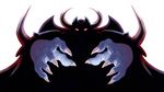  baal_(disgaea) disgaea helmet horns looking_at_viewer makai_senki_disgaea_2 makai_senki_disgaea_3 monster no_humans silhouette simple_background solo white_background 