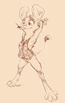 ambiguous_gender animancer blep bottomless cherry clothed clothing digitigrade dipodid female_(lore) food fruit hands_behind_head hi_res jerboa luck_(animancer) mammal mostly_nude plant rodent simple_background sketch solo standing tongue tongue_out topwear topwear_only vest vest_only white_background wide_stance