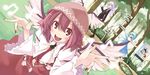  animal_ears beamed_eighth_notes bunny_ears cirno dutch_angle eighth_note forest looking_at_viewer looking_back multiple_girls music musical_note mystia_lorelei nail_polish nature pitfall pointing red_nails reisen_udongein_inaba road_sign sign singing touhou ushiki_yoshitaka wings 