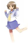  1girl asasow brown_eyes brown_hair hair_ornament hidamari_sketch nichijou school_uniform tokisadame_school_uniform x_hair_ornament yuno_(hidamari_sketch) 