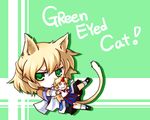  :&lt; :3 animal_ears bad_id bad_pixiv_id blonde_hair cat_ears cat_tail chibi english green_eyes half_updo horn hoshiguma_yuugi kemonomimi_mode mizuhashi_parsee multiple_girls rex_k short_hair tail touhou 