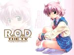  anita_king bow child green_eyes indian_style kneehighs leg_hug nishihama_middle_school_uniform non-web_source official_art pink_hair pleated_skirt r.o.d_the_tv read_or_die school_uniform serafuku short_hair sitting skirt smile socks solo uon_taraku wallpaper zoom_layer 