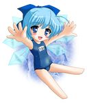  barefoot chibi cirno neopure one-piece_swimsuit school_swimsuit solo swimsuit touhou 