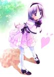  bow brick hairband heart lavender_hair original pantyhose pigeon-toed purple_eyes ribbon shoes solo tom_(1art.) white_legwear 