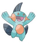  :d arms_up full_body highres marshtomp no_humans nostrils official_art open_mouth orange_eyes pokemon pokemon_(creature) pokemon_focus pokemon_rse smile solo sugimori_ken third-party_source transparent_background 