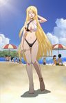  beach bikini blonde_hair breasts cleavage closed_eyes day large_breasts long_hair mahou_sensei_negima! outdoors screencap solo stitched swimsuit third-party_edit very_long_hair yukihiro_ayaka 