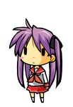  chibi hiiragi_kagami lucky_star pink_neckwear purple_hair ryouou_school_uniform school_uniform serafuku solo twintails wara_inu 