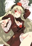  ;p dress frills hairband one_eye_closed red_eyes rozen_maiden silver_hair solo suigintou tongue tongue_out umitsuki 
