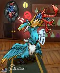 archen avian avian_feet beak blue_body bodily_fluids colored_flesh cramorant doesnotexist drooling esophagus facial_markings fan_character feathered_crest feathered_wings feathers feet feral feral_pred feral_prey fossil_pokemon generation_5_pokemon generation_8_pokemon green_eyes gyrotech head_crest head_markings internal low_res male male_pred male_prey markings mask_(marking) membrane_(anatomy) miles_(nonine) mind_control neck_bulge nintendo oral_vore pokemon pokemon_(species) saliva same_size_vore tail tail_feathers thunk_(gyro) toes vore webbed_feet white_markings wings yellow_markings