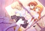  2girls blonde_hair blue_panties blush bow bow_panties breasts brown_hair clothes_removed controller green_panties hug long_hair looking_at_viewer loose_socks lying medium_breasts misaka_mikoto multiple_girls navel on_back on_side open_clothes open_mouth panties pink_panties remote_control school_uniform shokuhou_misaki skirt skirt_pull socks sweater_vest symbol-shaped_pupils thighhighs to_aru_kagaku_no_railgun to_aru_majutsu_no_index uehara_yukihiko underwear white_legwear window_shade yuri 