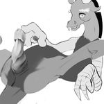 discord_(mlp) doppelg&#228;nger doppelg&auml;nger draconequus erection fangs friendship_is_magic looking_at_viewer lying male monochrome my_little_pony on_back penis solo spread_legs spreading 