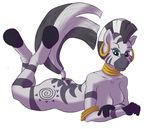  anthro anthrofied cleavage clothed clothing duo equine female friendship_is_magic fur green_eyes grey_fur horse jewelry lying mammal my_little_pony nude oclao on_front penis piercing plain_background pony pussy raised_tail solo stripes white_background zebra zecora_(mlp) 
