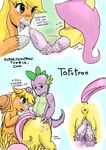  applejack fluttershy friendship_is_magic my_little_pony spike tofutron 