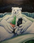  anthro bear bottle coca-cola erection grin male mammal mascot mascots nude outside penis polar_bear solo traditional_media unknown_artist 