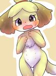  2013 animal_crossing anthro ayahana blush canine dog female isabelle isabelle_(animal_crossing) looking_at_viewer mammal nintendo nipples open_mouth solo video_games 