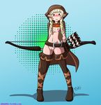  2013 archer arrow blonde_hair blush boots bow bow_(weapon) breasts brown_eyes cloak cute dahs dragon&#039;s_crown dragon's_crown elf female hair long_hair looking_at_viewer nipples nude open_mouth pigtails pointy_ears pussy ranged_weapon shadow shiny small_breasts smile solo standing teeth weapon 