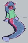 2025 against_surface against_wall air_valve animate_inanimate anthro black_highlights black_sclera blue_body blue_countershading blue_hair blush bottomless breasts chair clothed clothing colored countershade_scales countershade_tail countershading directional_arrow expansion female flippers furniture glistening glistening_body gloves_(marking) hair headgear headwear heart_symbol highlights_(coloring) horn inanimate_transformation inflatable lamiamon legless living_inflatable looking_down_at_self markings mid_transformation motion_lines oagoner on_chair open_mouth open_smile purple_markings red_body scales shirt sitting sitting_on_chair smile solo tail tail_expansion three-quarter_view topwear torn_clothing transformation yellow_eyes