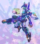  armor artist_name blue_armor blue_helmet character_name cosplay full_body gfred gfred_(cosplay) gun gundam gundam_gquuuuuux helmet holding holding_gun holding_weapon nakayama_tooru rifle solo solo_focus weapon 