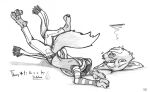 anthro belt canid canine clothed clothing detachable detachable_head digitigrade dullahan european_mythology feet fox fully_clothed graphite_(artwork) headless hindpaw irish_mythology male mammal mythology pattern_clothing pattern_topwear paws solo striped_clothing striped_topwear stripes topwear traditional_media_(artwork) ziegelzeig zoosona